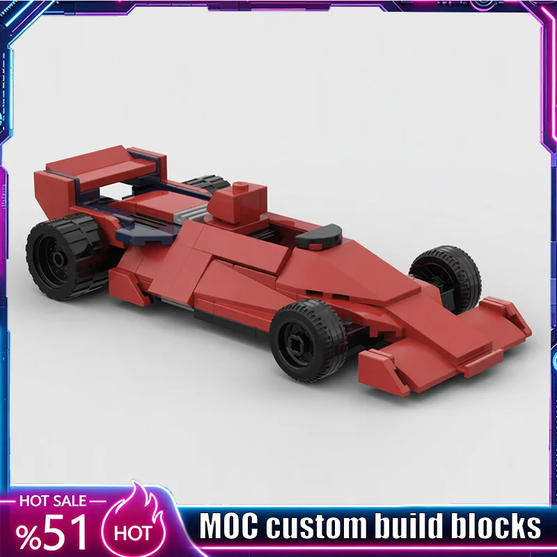 154PCS Red Classic Racing Car Model Custom Building Blocks DIY Race Vehicle Assembly Hobby Collection Educational Festival Gift