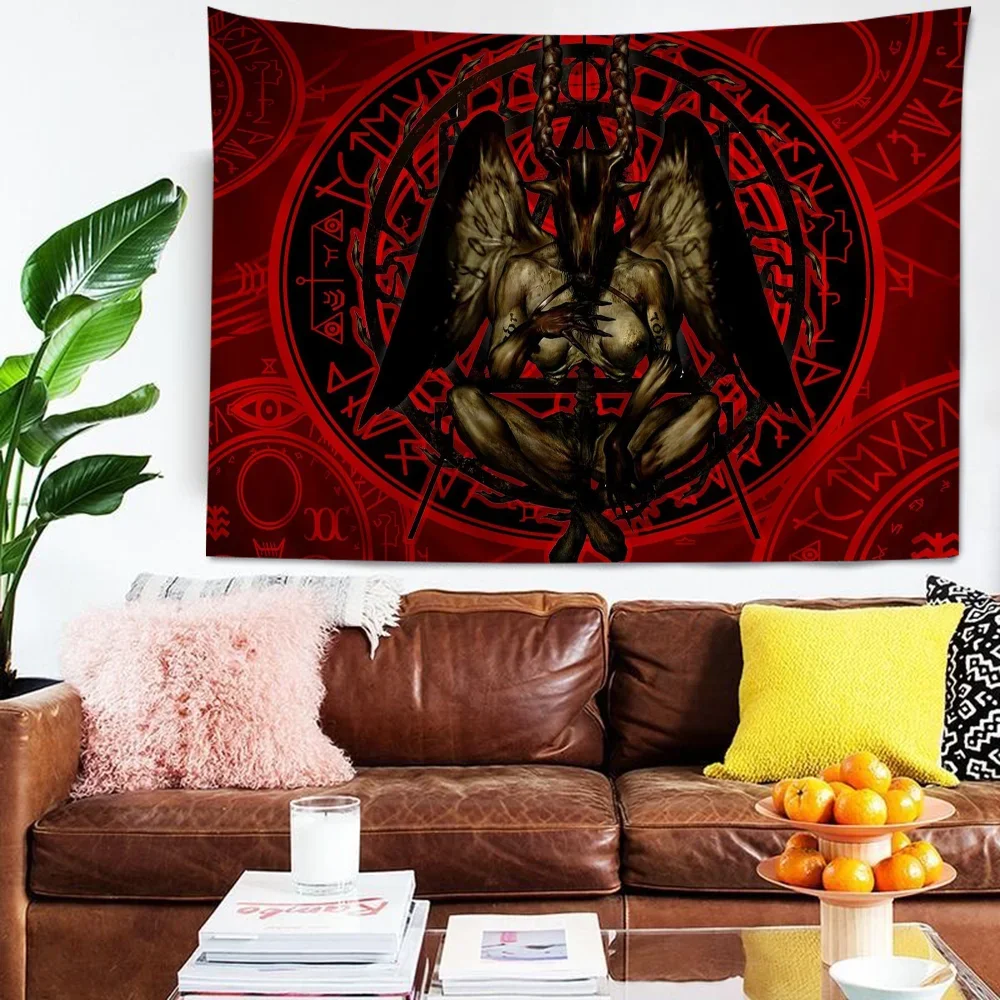 Satanic Baphomet Hanging Bohemian Tapestry Bohemian Wall Tapestries Mandala Kawaii Room Decor