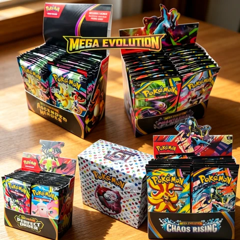 90/360PCS Pokémon Card Packs 151， ASCENDED HEROES 。Evolutions,PALDEAN FATES,English Reinforcement,Battle Transaction Card Gift