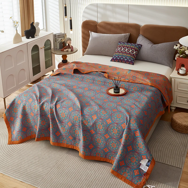 1 piece of gingko leaf cotton double-sided cotton summer quilt with cotton light washable machine washable cover blanket lunch b