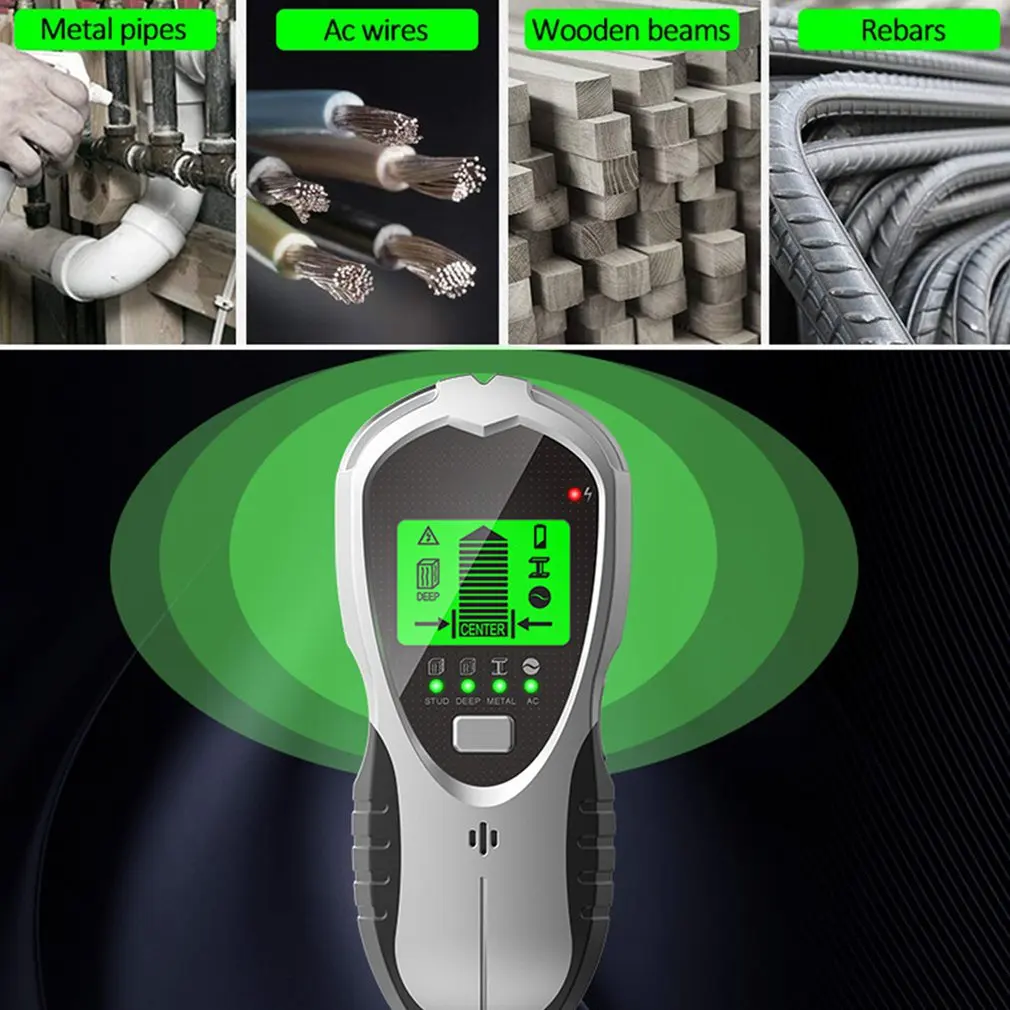 Rilevatore di Montanti 4 in 1 con Allarme Acustico, Scanner da Parete per Localizzazione Rapida e Precisa di Montanti Metallici e Cavi AC