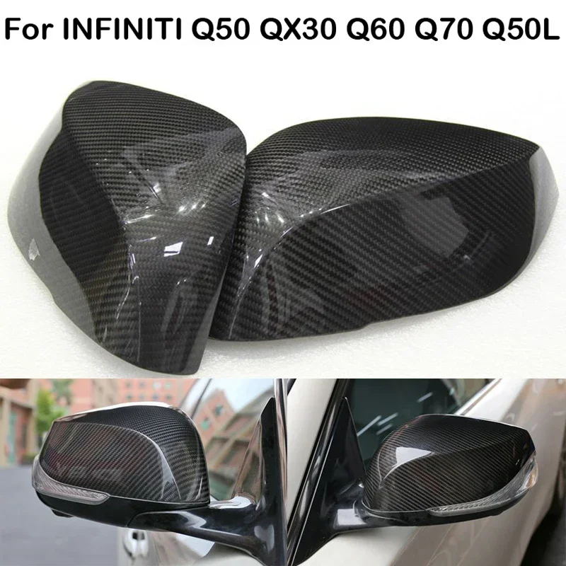 

Real Carbon Fiber Car Side Mirror Covers For Infiniti Q50 Q50S Q70 Q60 QX30 2016-2023 Rear View Mirror Caps