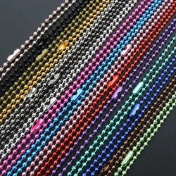 5pcs 1.5 2.0 2.4mm Length 65cm Gold Bronze Silver Colors Plated Ball Beads Chain Necklace Bead Connector For Charms Base Tray