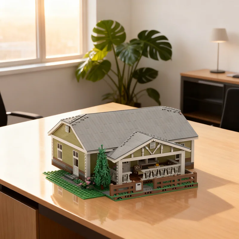 

5235pcs MOC 2 Bedroom Ranch Bungalow Furnished Deluxe City Model Building Blocks Creative Gift DIY Display Decor Adult Premium