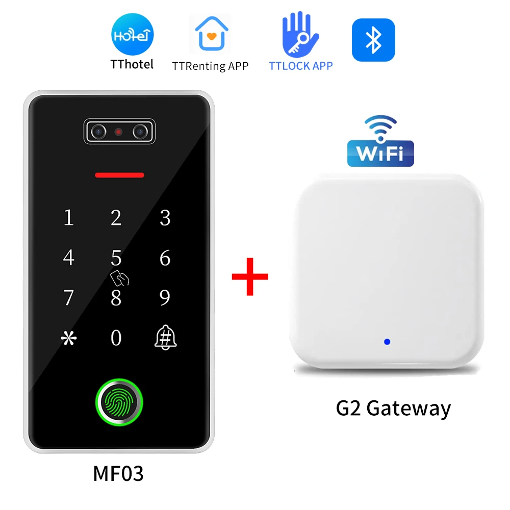 Asia-Teco TTLock App Zugangskontrolle Gesichtserkennungsgerät RFID M1 Karte Fingerabdruckleser für Türschloss Metall IP67 Wasserdicht MF03 5