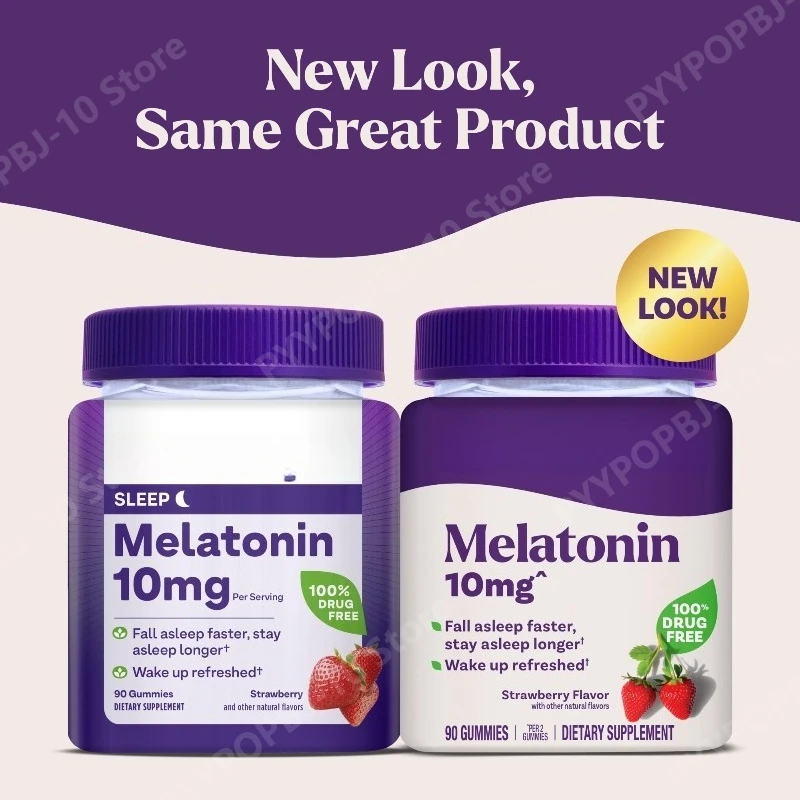 Melatonin Gummies 10 Mg Sleep Support for Adults Strawberry Flavor 90 Count 45 Day Supply