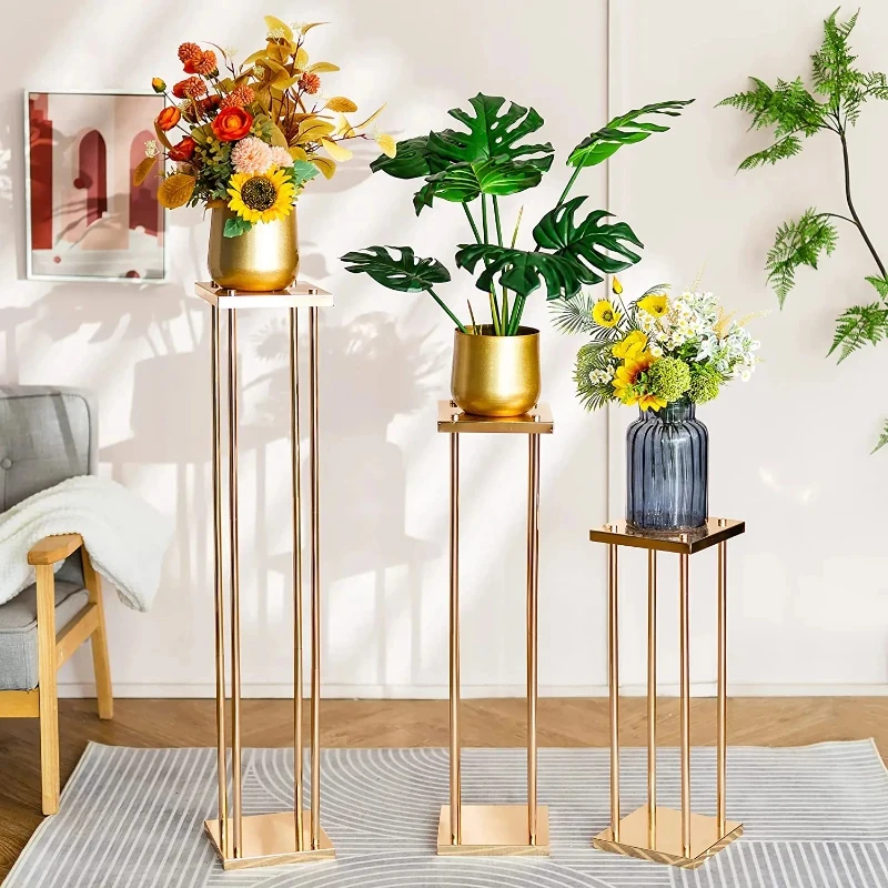 10 Stück Vasenständer in Gold-Säulenform, Metallständer für Hochzeitsdekoration, Blumenständer für Veranstaltungen, Partys und Heimdekoration – Detail 5
