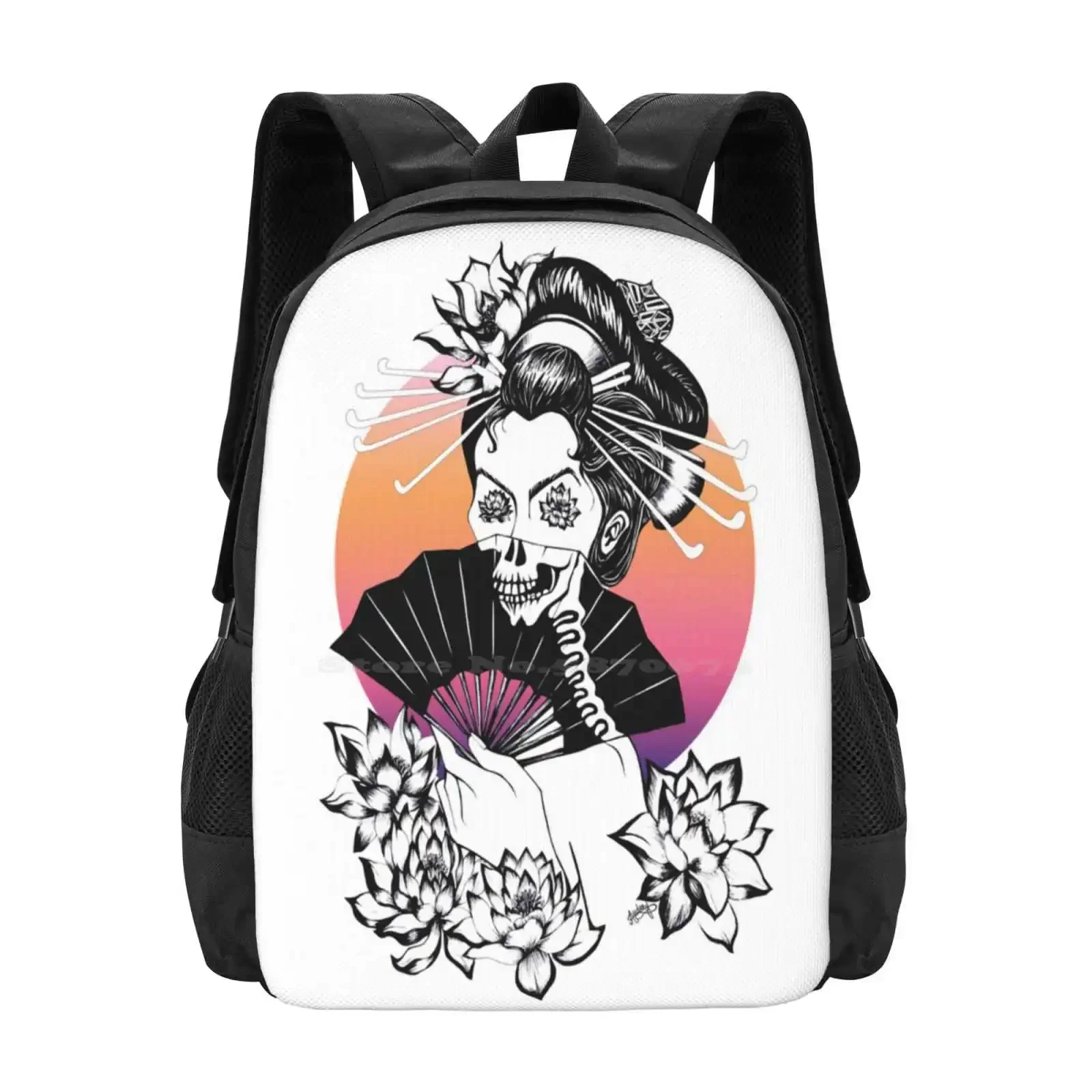 

Закат Лотос Гейша Скелет Вентилятор Горячая Распродажа Рюкзак Модные Сумки Гейша Скелет Закат Вентилятор Лотос Азиатские Кости Цветок Черный