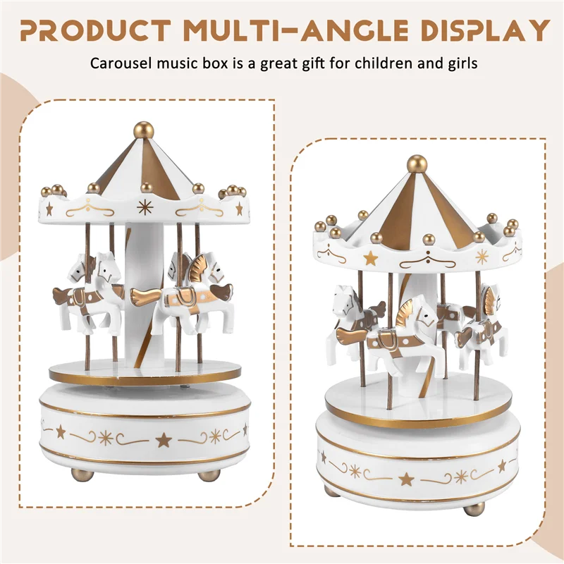 Kotak Musik Merry Go Round Kotak Musik Dekorasi Ruangan Kotak Musik Putar Putar Hadiah Terbaik untuk Anak Laki-laki Perempuan