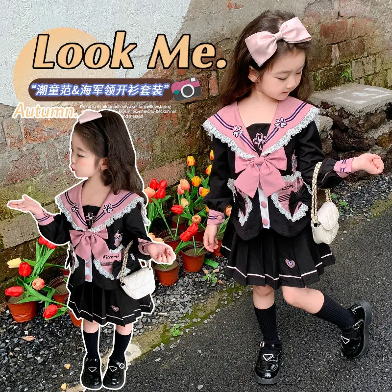 

Kawaii Sanrio Kuromi Jk Skirt Bow Tie Skirt Suit Girly Heart Anime Figure Spring Autumn Princess Dress Cartoon Sweet New Style