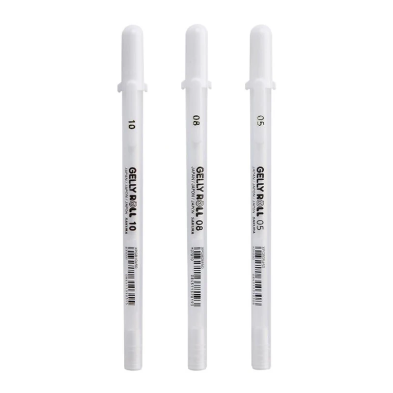 Sakura Gelly Roll Gel Pen Witte Kleur 0.5mm 0.8mm 1.0mm Hoge Licht Marke Pen Zwart Karton Art schilderen Pen Witte Lijn Pennen