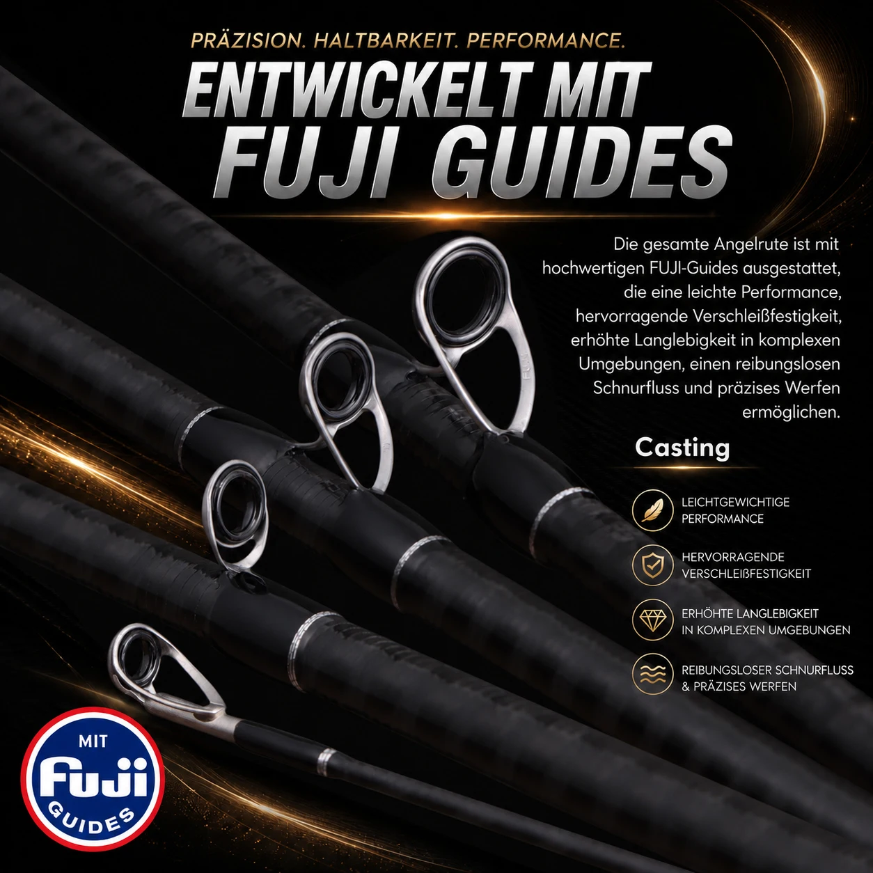 BUDEFO RUBINE FUJI Guide 40T Carbon Spinn- und Casting-Rute ML/MH 3-28g für Bass, Hecht, Zander, Barsch, 2,08m/2,13m/2,28m, Schnelle Aktion, Ultraleicht, für Meerbarsch, Forelle, Raubfische, Weitwurf, Salzwasser, Süßwasser – Detail 10