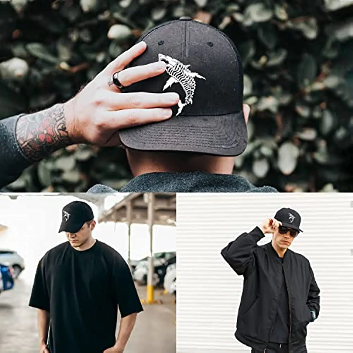 Boné clássico de beisebol tubarão esqueleto unissexo, snapback ajustável, moda, casual, 4 estações do ano