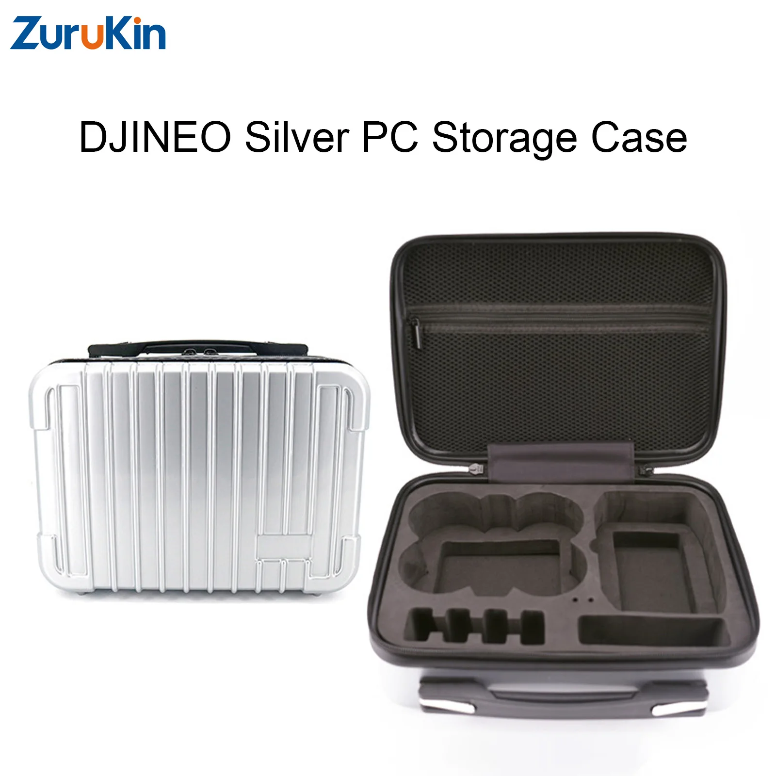 

Чехол для хранения ZuruKin PC для дрона DJI NEO, портативный, для использования на улице, черный/серебристый, жесткий органайзер для аксессуаров дрона, 29*22*12 см