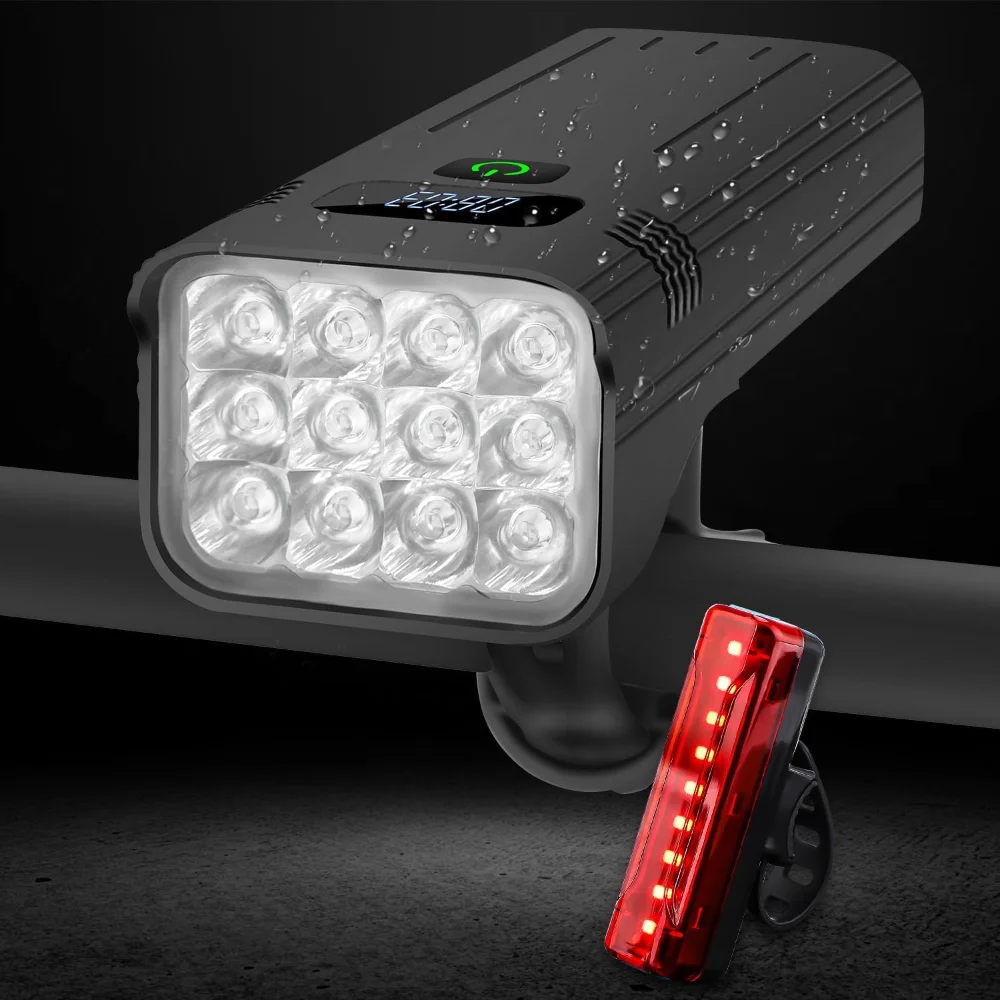 

Bike lights, night riding, LED bike headlights, rechargeable, bright bike lights front and rear with high beam and low beam