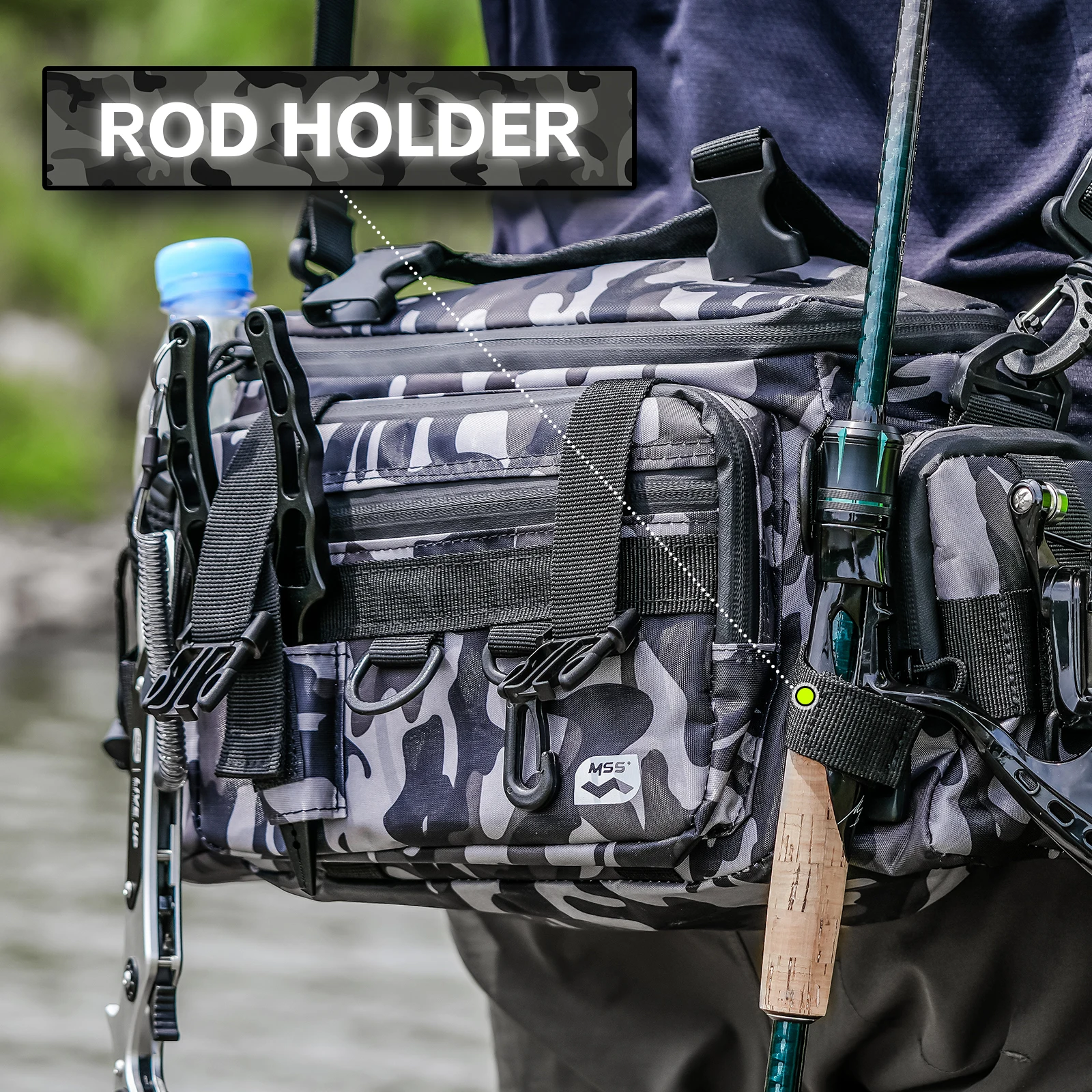 Imagem -06 - Handing Multifunções Bolsas de Pesca Impermeável ao ar Livre Bolsas Grande Capacidade Fanny Pack para Homens Equipamento de Pesca para Caminhadas Camping