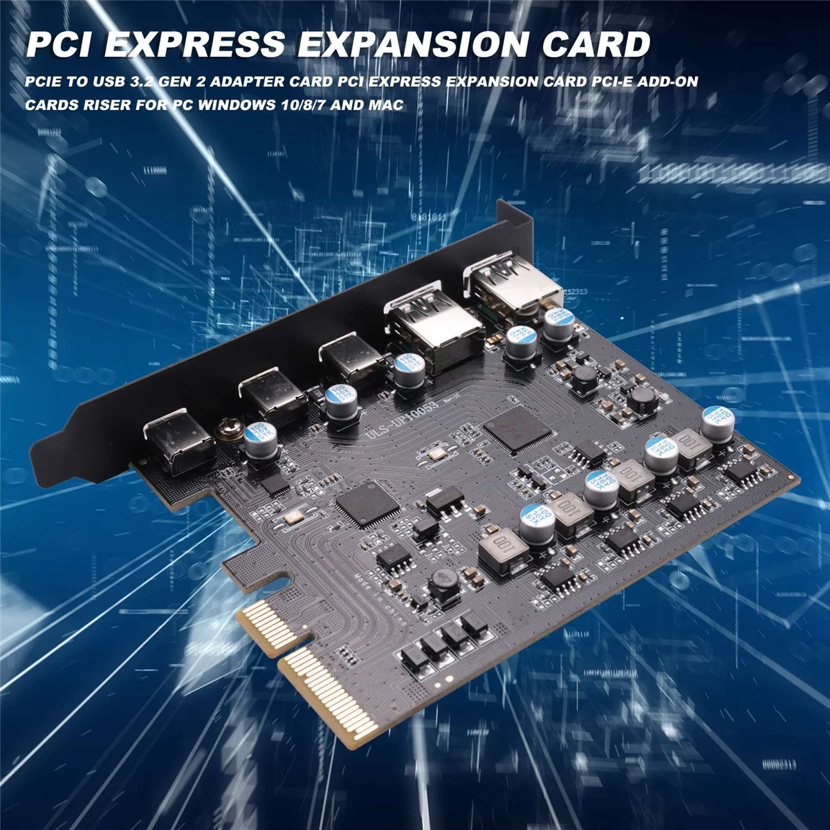 Placa adaptadora PCIe para USB 3.2 Gen 2, Placa de expansão PCI Express, PCI-E, Placas adicionais, Riser para PC, Windows 10, 8, 7 e MAC
