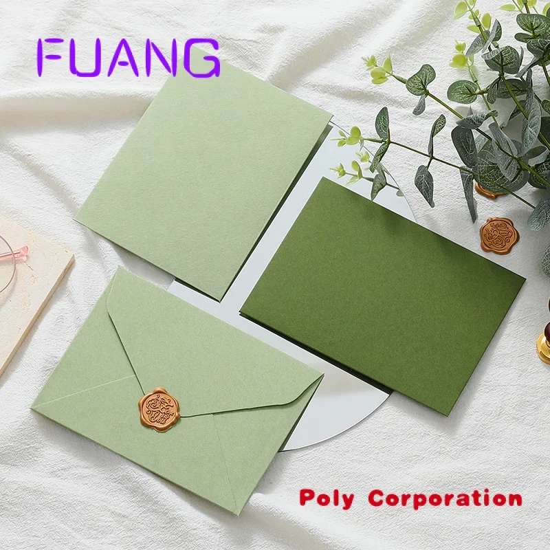 Custom  New Hot Sale Envelope Wedding Custom Paper Envelope Green Wedding Invitation Envelope 5x7 Packaging