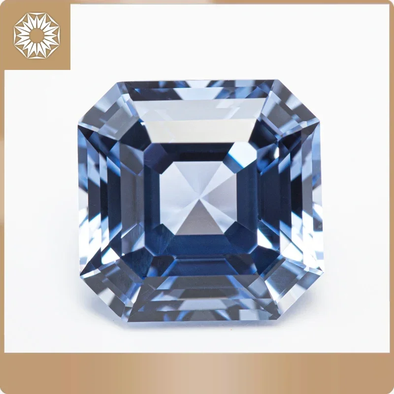 Top Lab Grown Sapphire Cornflower Color Square Asscher Cut  VVS1 Charms DIY Jewelry Making Material Selectable AGL Certificate
