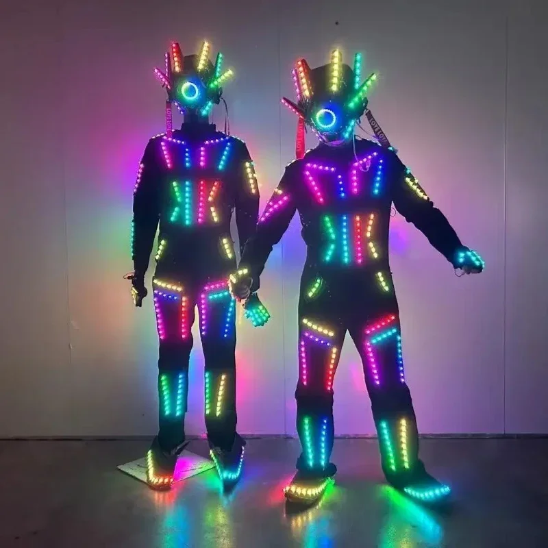 

LED JAZZ Robot Multi Colors Smart Pixels Suit Costume Halloween Rave Festival LED Lights Luminous Jacket Stage Dance Performance