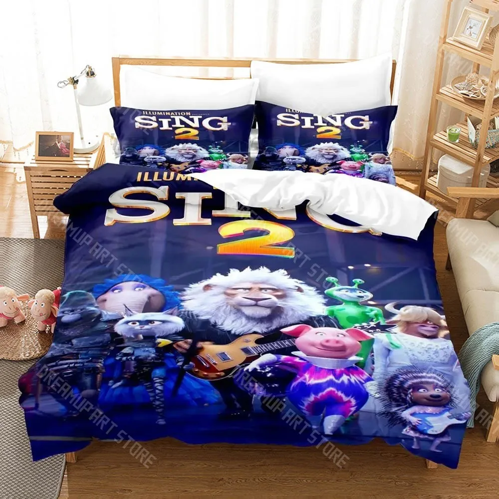 3D Printed Sing 2 Moive Bedding Set for Boys Girls Duvet Cover And Pillowcase Included Twin Queen King Full Single Double Sizes