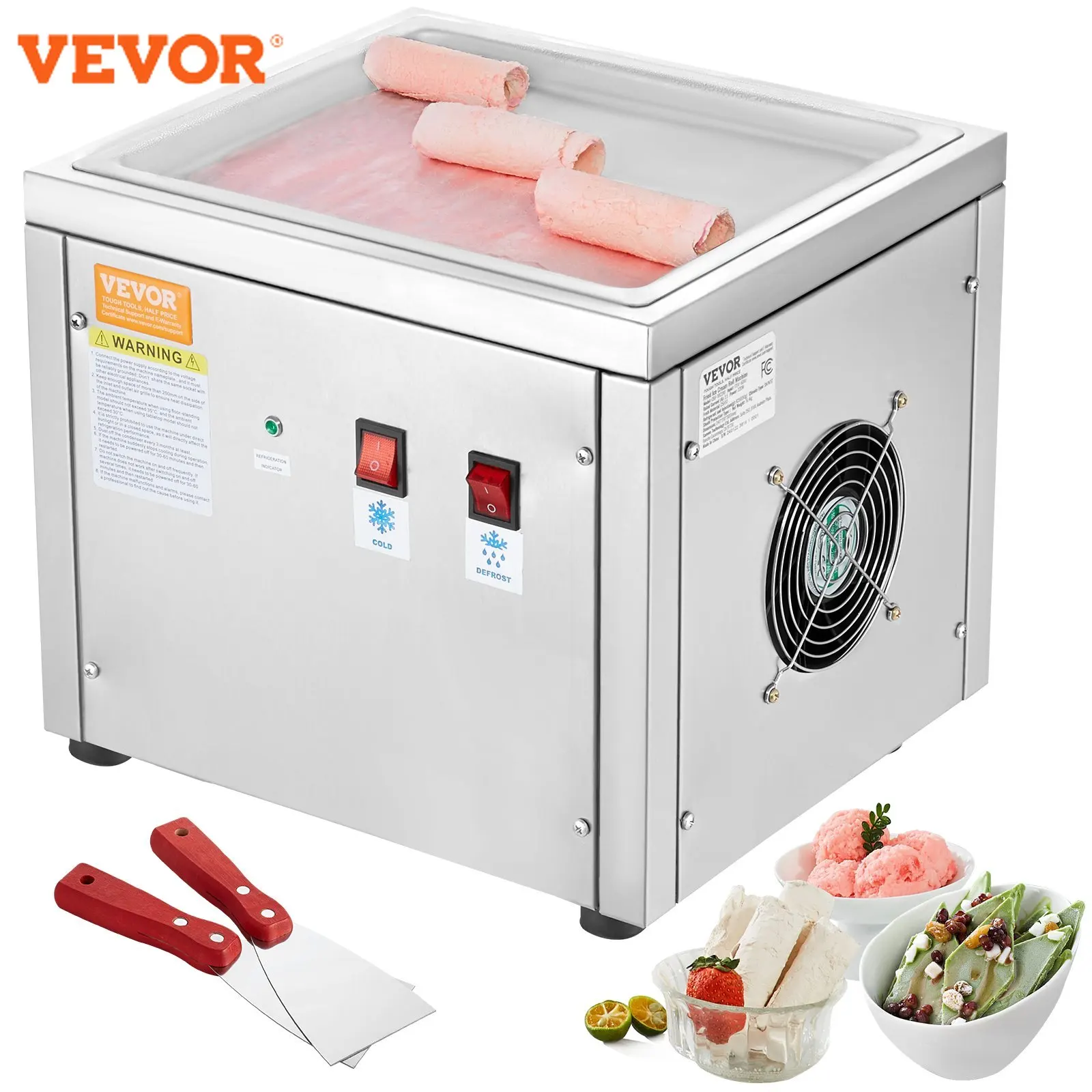 VEVOR Fried Ice Cream Roll Machine Rolled Ice Cream Maker 11 x 9.5 inch Pan