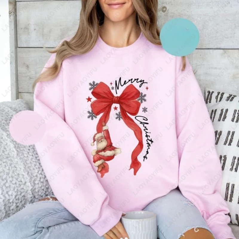 كوكيت عيد ميلاد سعيد مع سانتا البلوز الرجال النساء السنة الجديدة عيد الميلاد مهرجان هوديي الشريط الأحمر القوس Harajuku عطلة البلوز