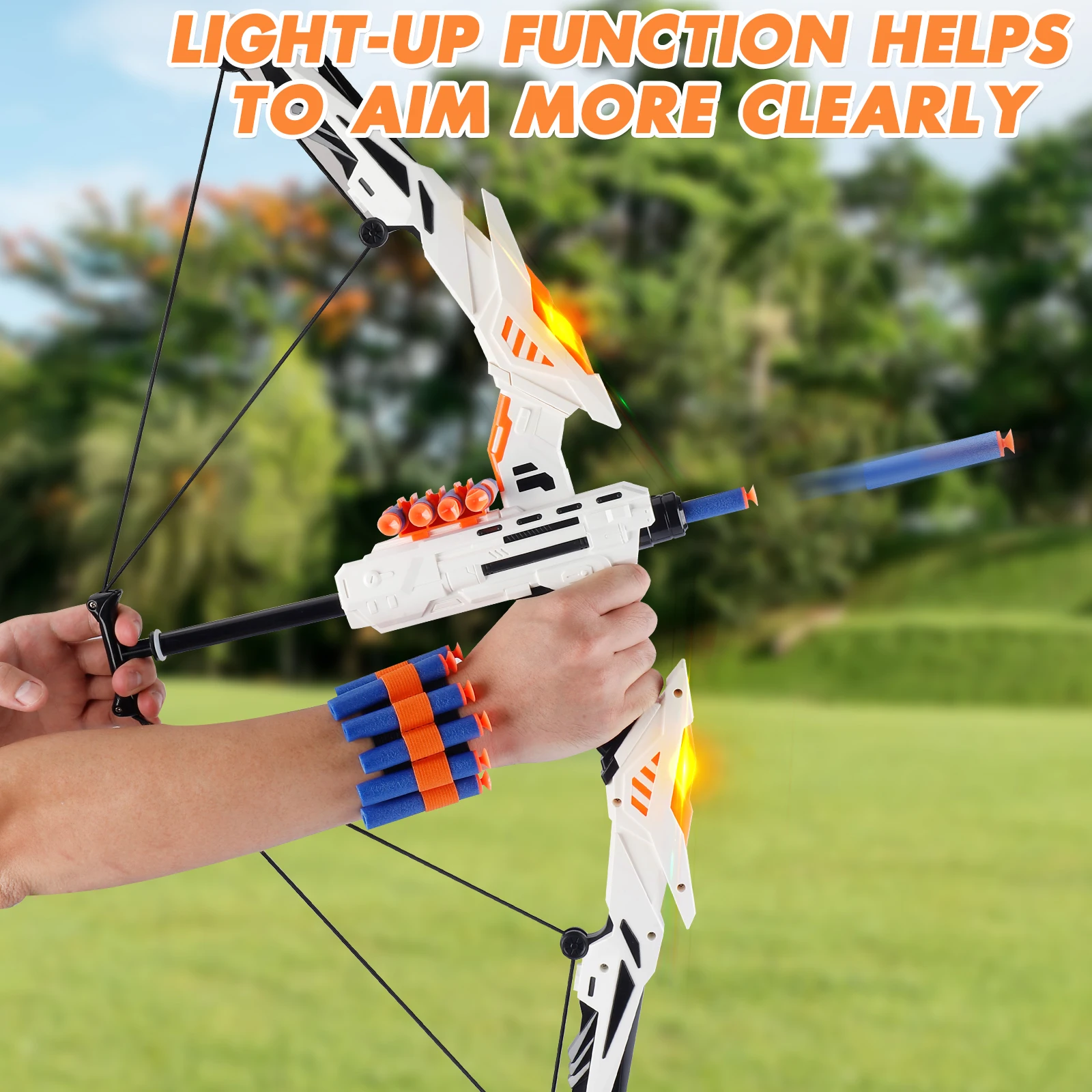 Kids Soft Dart Archery Toy Set with LED Lights,Indoor Outdoor Sports Gift for Boys and Girls,Halloween/Christmas/Thanksgiving