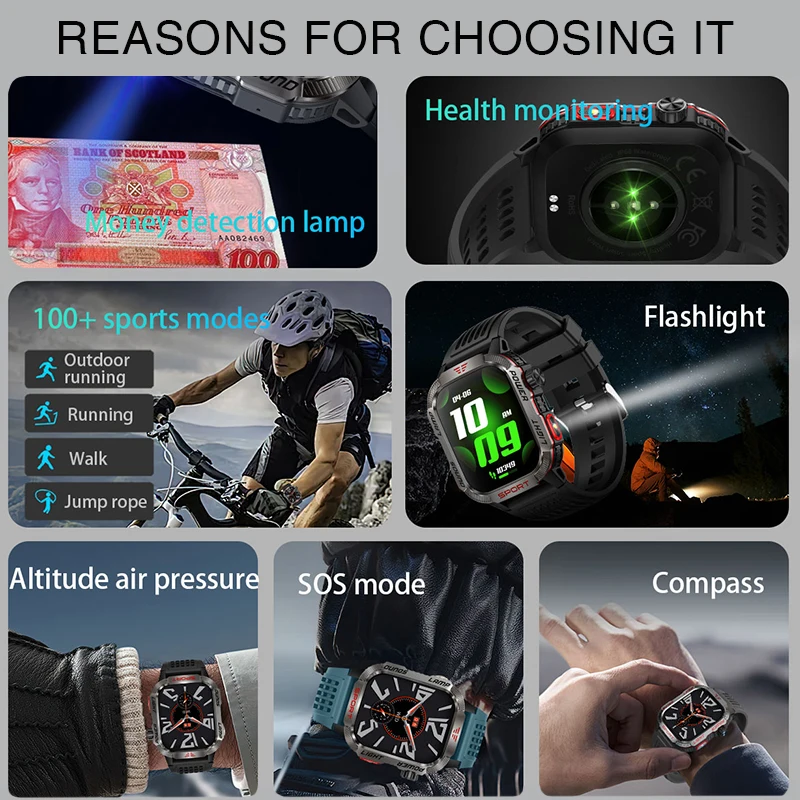 2024New For Xiaomi Huawei Ultra HD AMOLED Screen smartwatch Men 600mAh Battery Compass Bluetooth Call Outdoors Sport Smart Watch