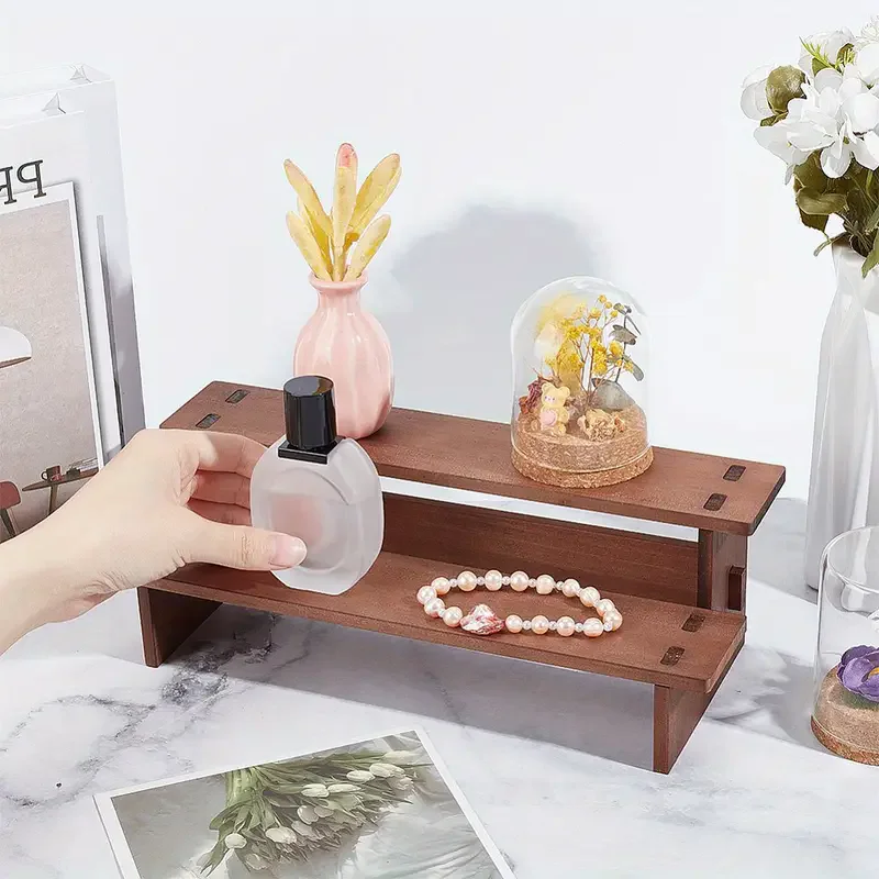 2/3/4/5 Tiers Vintage Wooden Jewelry Display Stand for Bracelets Rings Necklaces Desktop Cosmetic Perfume Sundries Organizer