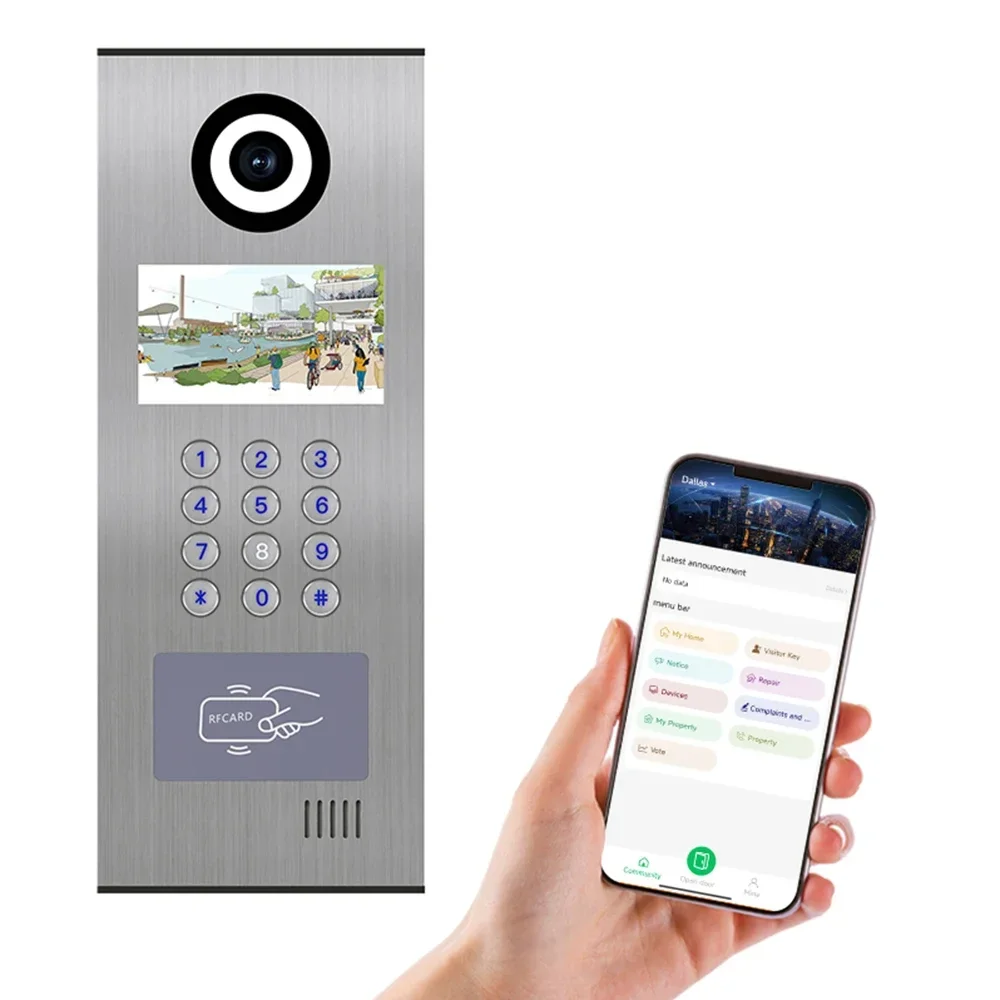 Thinmoo Multi-Unit Video Intercom System with Intelligent Cloud Intercom Door Phone Access Control Metal
