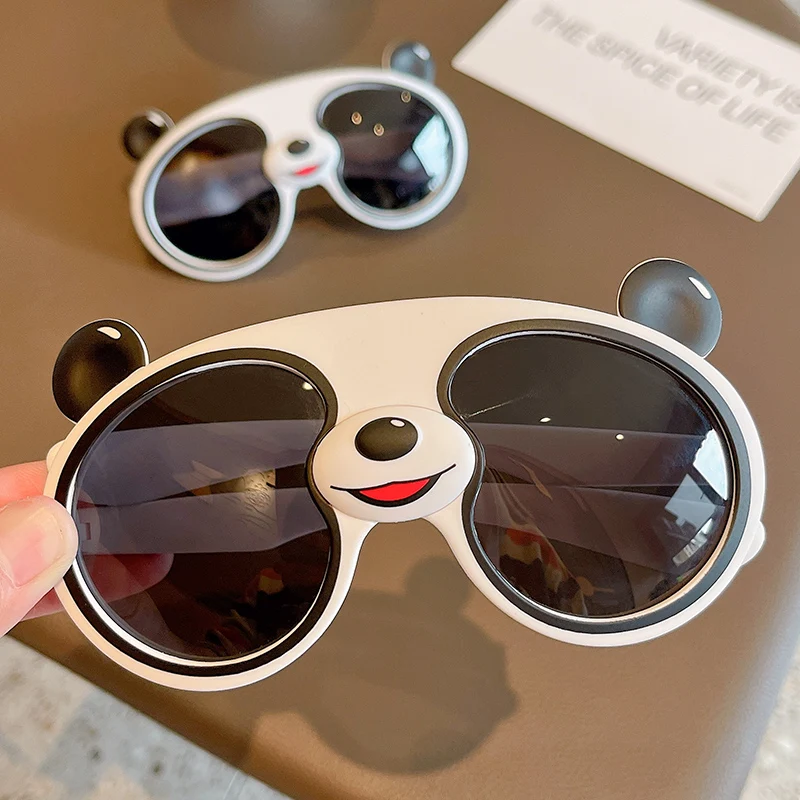 Fashion Cute Children Cartoon Panda Silicone Sunglasses Outdoor  Personality Street Shooting Sunscreen UV Protection Sunglasses