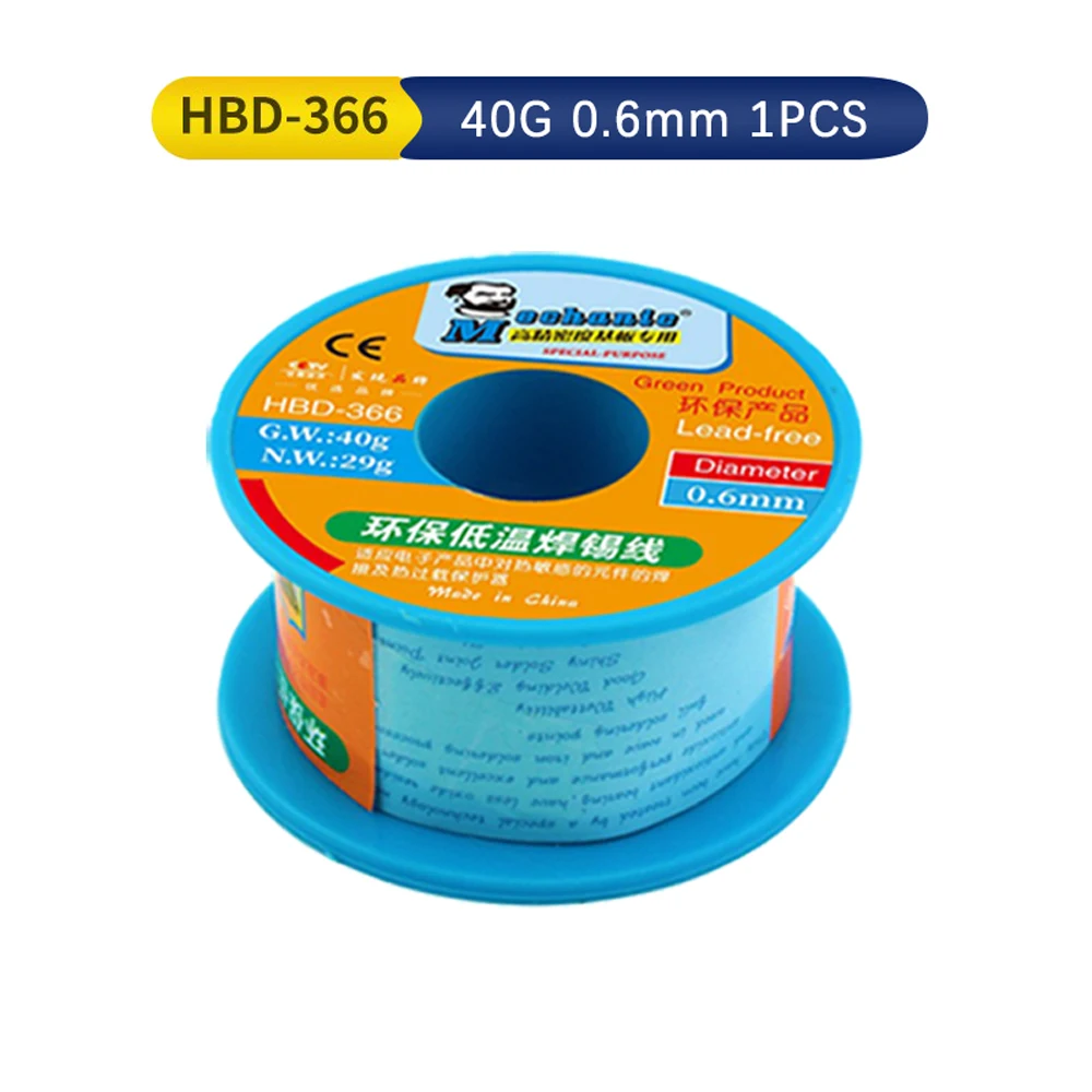 MECHANIKER Bleifrei Niedrigen Temperatur 0.3/0.4/0.5/0.6/0,8 MM 40g Solder Draht Hohe reinheit Niedrigen Schmelzpunkt Löten Draht Rolle