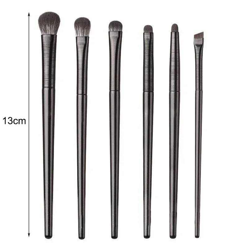 6pcs Black Eye Makeup Brushes Set Professional Contouring Eyeshadow Eyeliner Brush Portable Blending Facial Beauty Cosmetic Tool