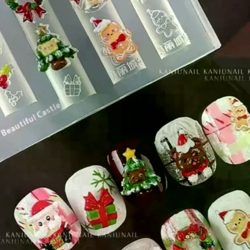 1 قطعة عيد الميلاد ثلج شجرة عيد الميلاد ثلاثية الأبعاد مسمار قالب سانتا كلوز مسمار الزينة Diy بها بنفسك تصميم سيليكون قالب مانيكير مسمار الفن سحر #1