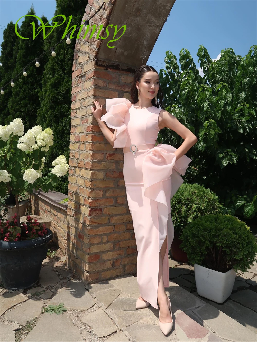 

Customized Graceful Jersey O-Neck Evening Dress Classic Mermaid Homecoming Dresses Sparkly Crystal Sashes Bespoke Occasion Gowns