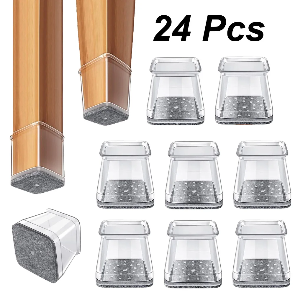 Protecteurs de sol pour pieds de chaise, 24 pièces, pour planchers en bois dur, housses épaisses en caoutchouc de Silicone, résistantes aux rayures et réduisant le bruit