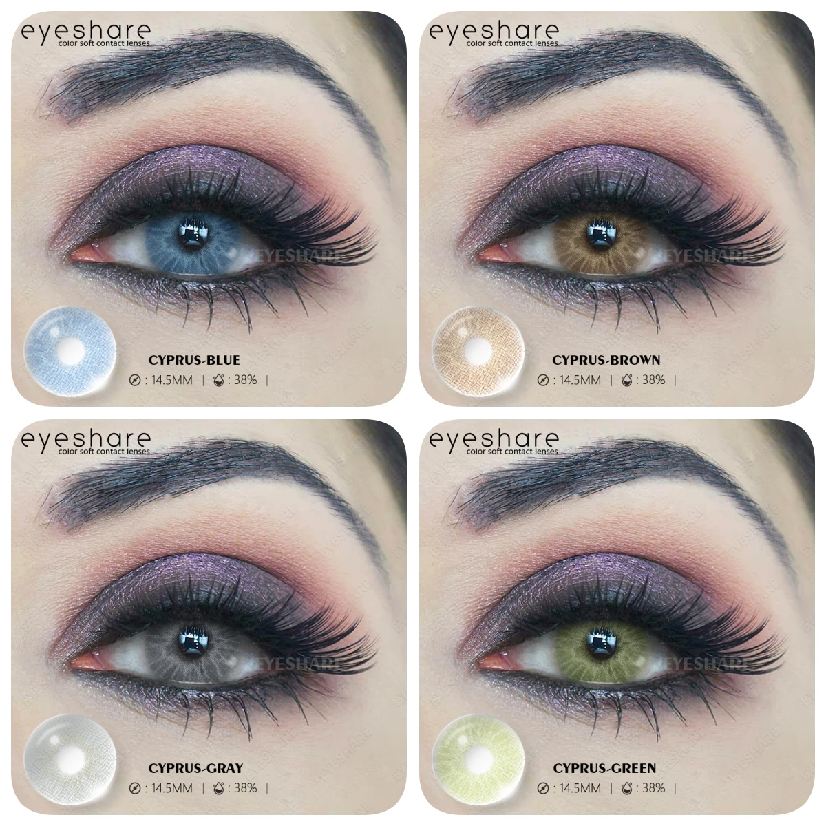 EYESHARE 1pair Blue Contact Lens for Eyes Hybrid Natural Colorful Lenses 14.2mm Colorful Eyes Green Lenses Cosmetic Yearly Use