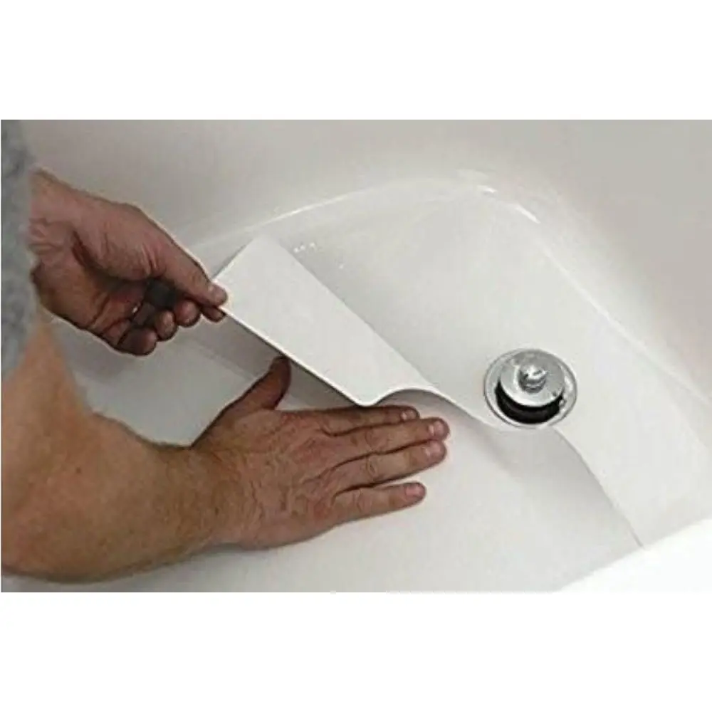 

16 x 40 White Vinyl Non-Slip Safety Bath Mat with Drain Hole