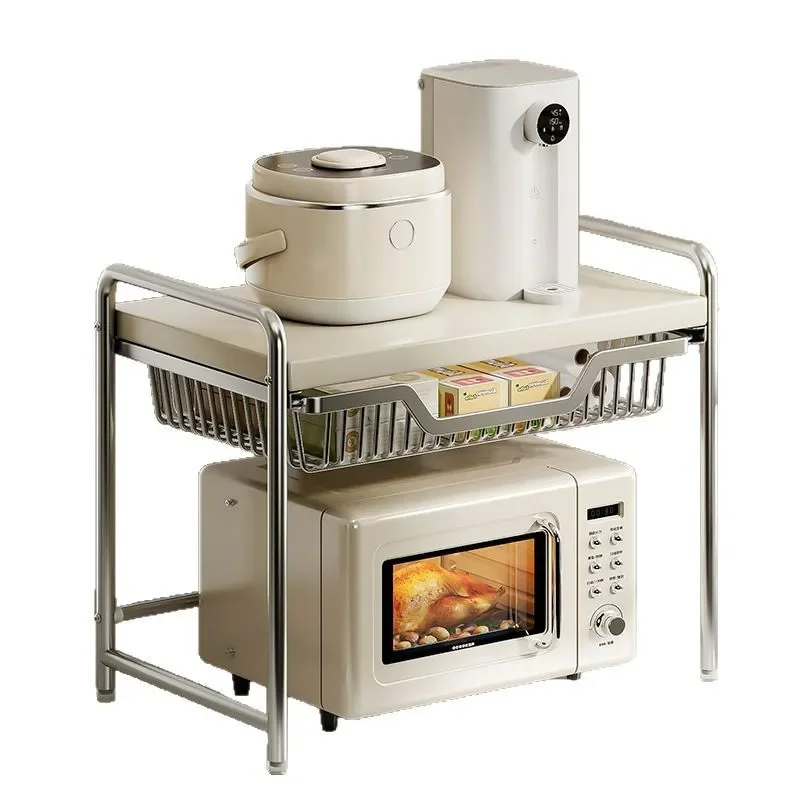 

Microwave Oven Shelf Rack Utensils Tableware Rice Cooker Storage Cupboard Air Fryer Shelf Organizer Holder