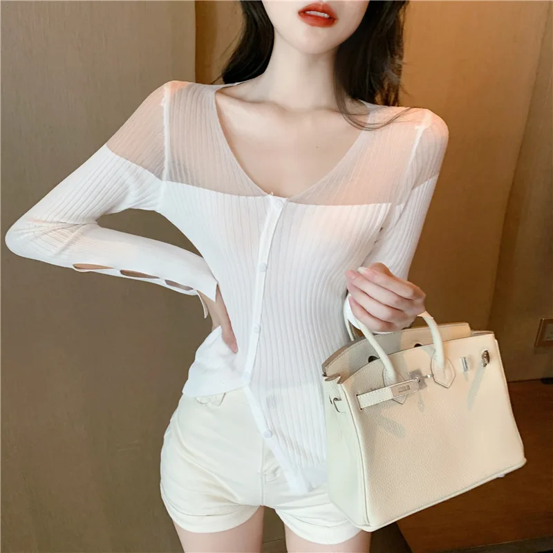 women sweater 2020 autumn Korean Sweet fashion Solid O-Neck Full Cardigans Lace sex ladylike knit sweater women