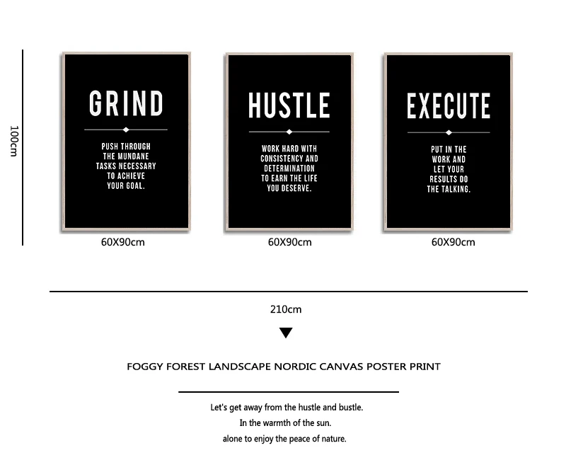 Grind Hustle Success Motivational Posters and Prints Office Decor Modern Art Entrepreneur Motivation Canvas Painting Pictures