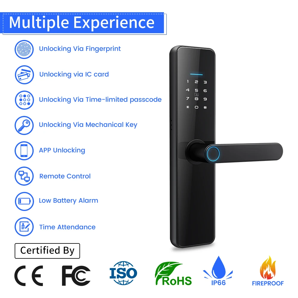 2024 Locstar C91 remote door smart lock digital smart door lock intelligent Tuya TT Wifi Keys Fingerprint Brass Door Smart Locks