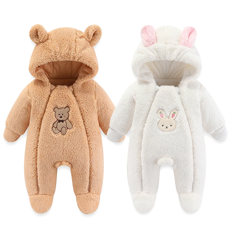 

Зимняя куртка для новорожденных, теплый комбинезон с капюшоном для мальчиков, утепленный мягкий хлопковый комбинезон для младенцев, одежда с героями мультфильмов для маленьких девочек от 0 до 12 месяцев