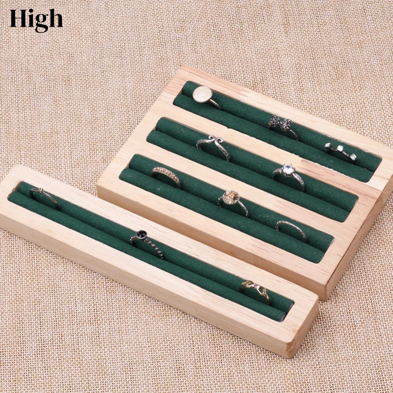 

Ring Display Tray Wooden Ring Storage Stand with Microfiber Rings Organizer