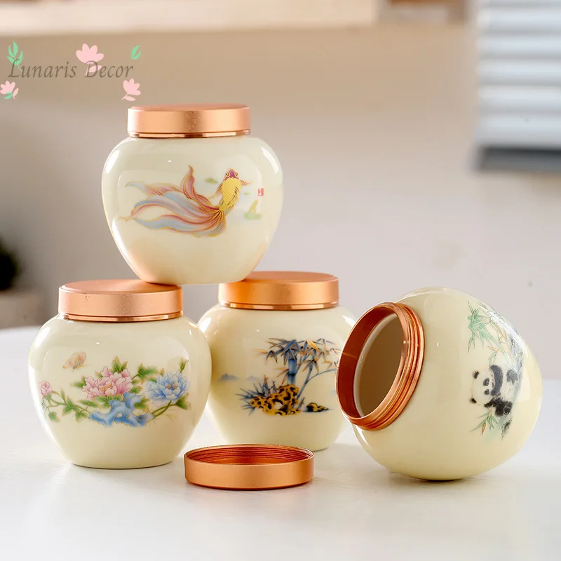 150Ml Chinese Style Mini Tea Jar Ceramic Gift Universal Sealed Jar 9