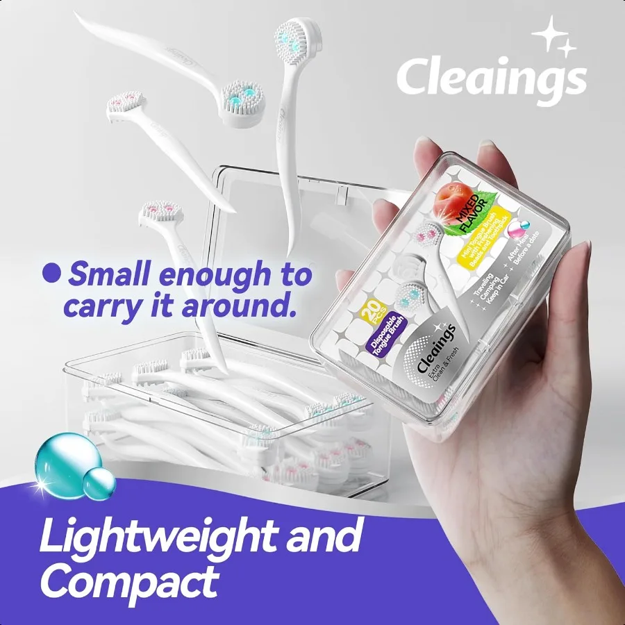 20 قطعة من فرش اللسان الصغيرة مع خرز معجون التنظيف ومنظفات اللسان المسواك تقلل من رائحة الفم الكريهة ومكشطة اللسان #6