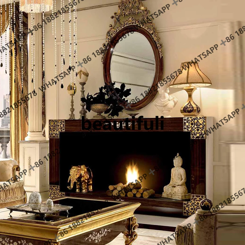European fireplace villa luxury house club high-end customized solid wood real fire fireplace