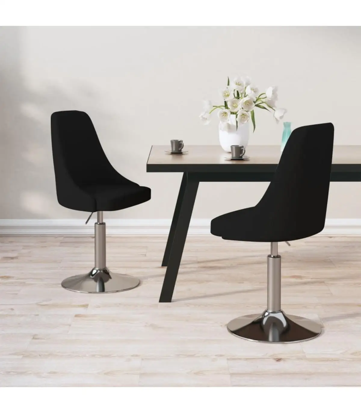 Dining chairs rotating dining chairs 2 units black fabric