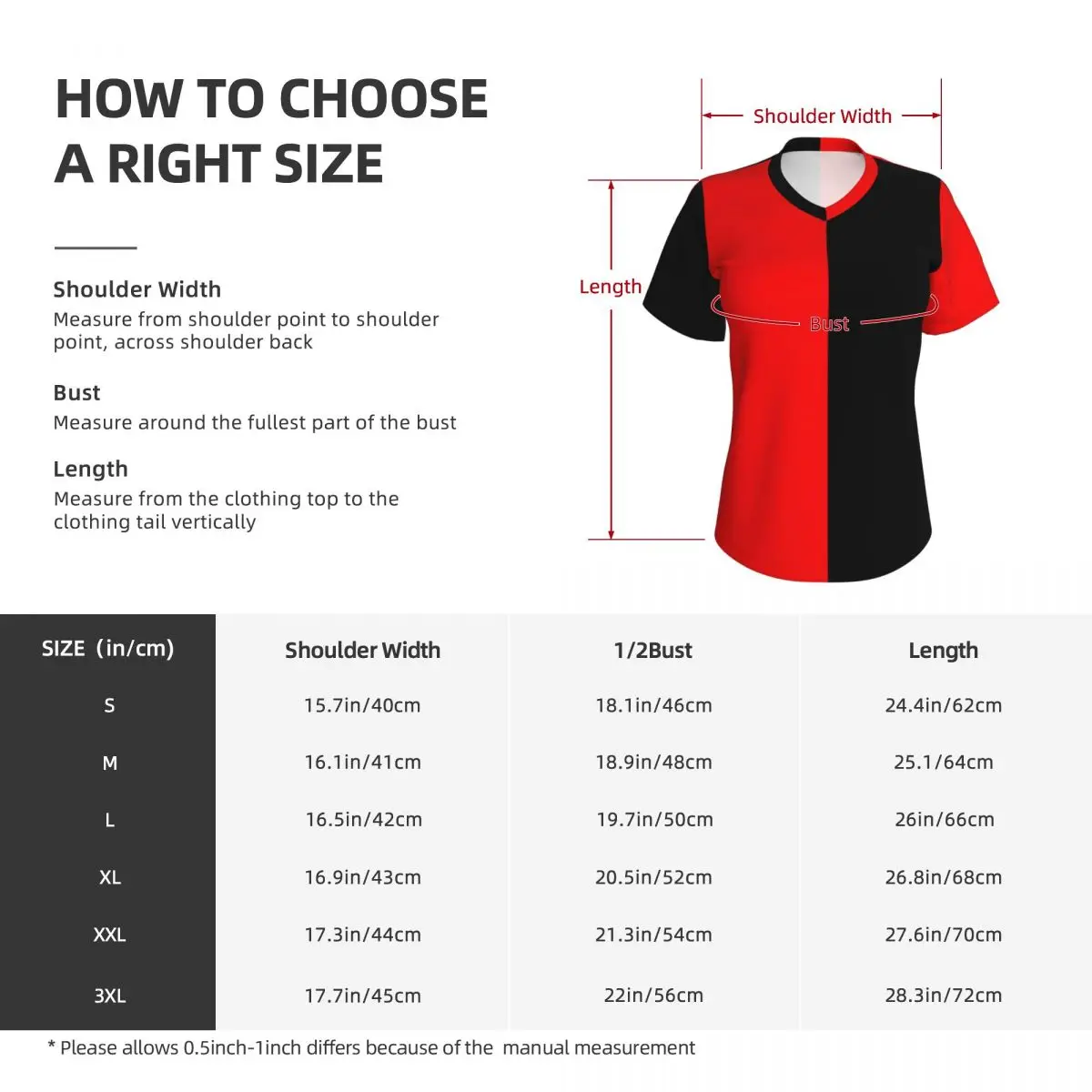 Two Tone T Shirts Red and Black V Neck Streetwear Oversize T-Shirt Short Sleeve Women Y2K Cool Tshirt Summer Design Clothing